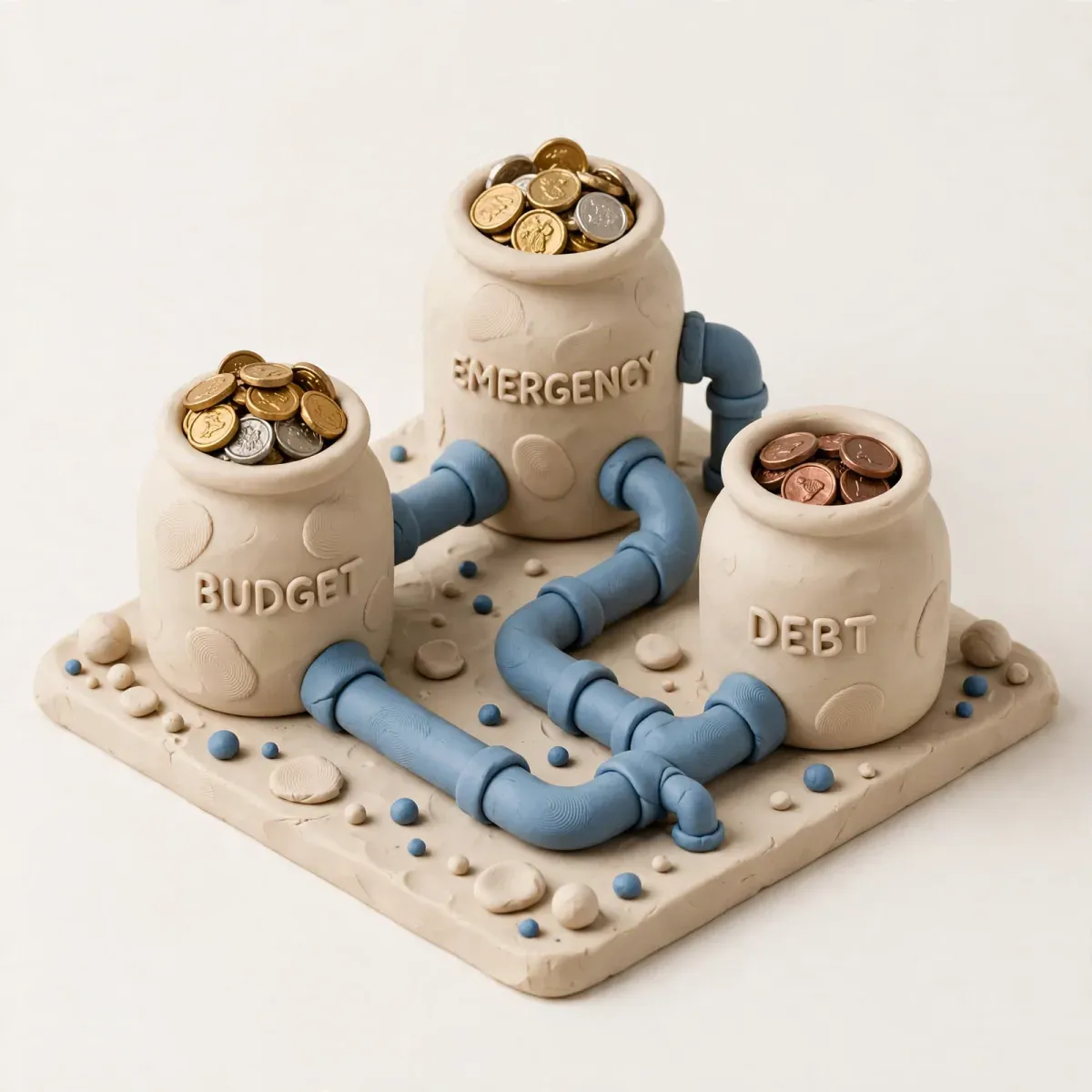 Illustration for lesson: Budget, emergency fund and debt — the three-account system