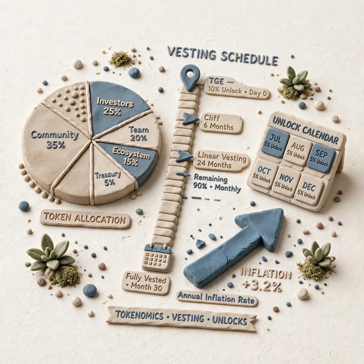 Illustration for lesson: Tokenomics – vesting, inflation, unlocks