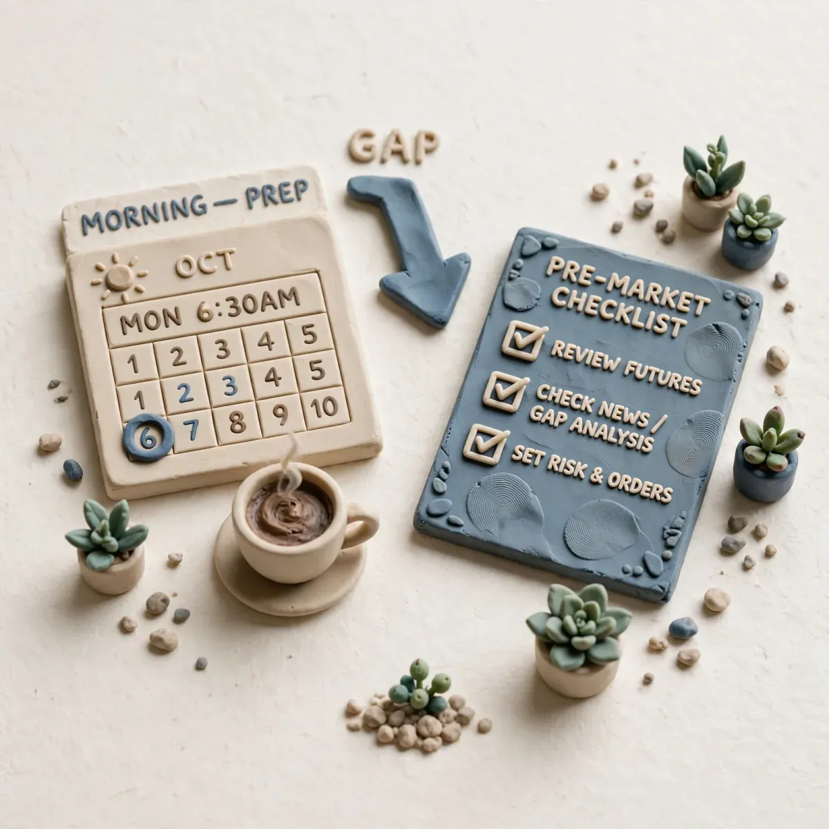 Ilustracja do lekcji: Przygotowanie dnia – gap, pre-market i plan sesji