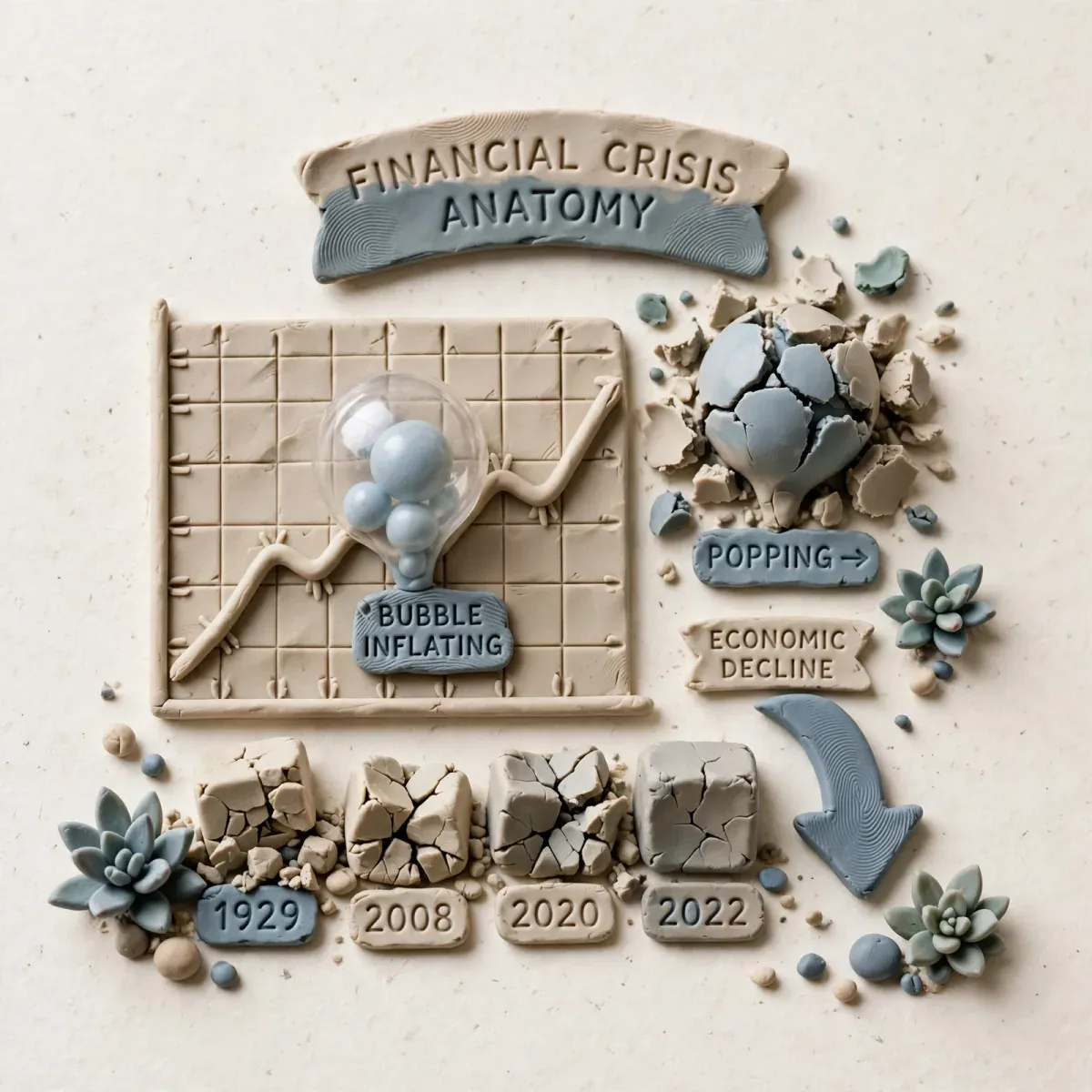 Illustration for lesson: The crises of 1929, 2008, 2020, 2022 - anatomy of a crash