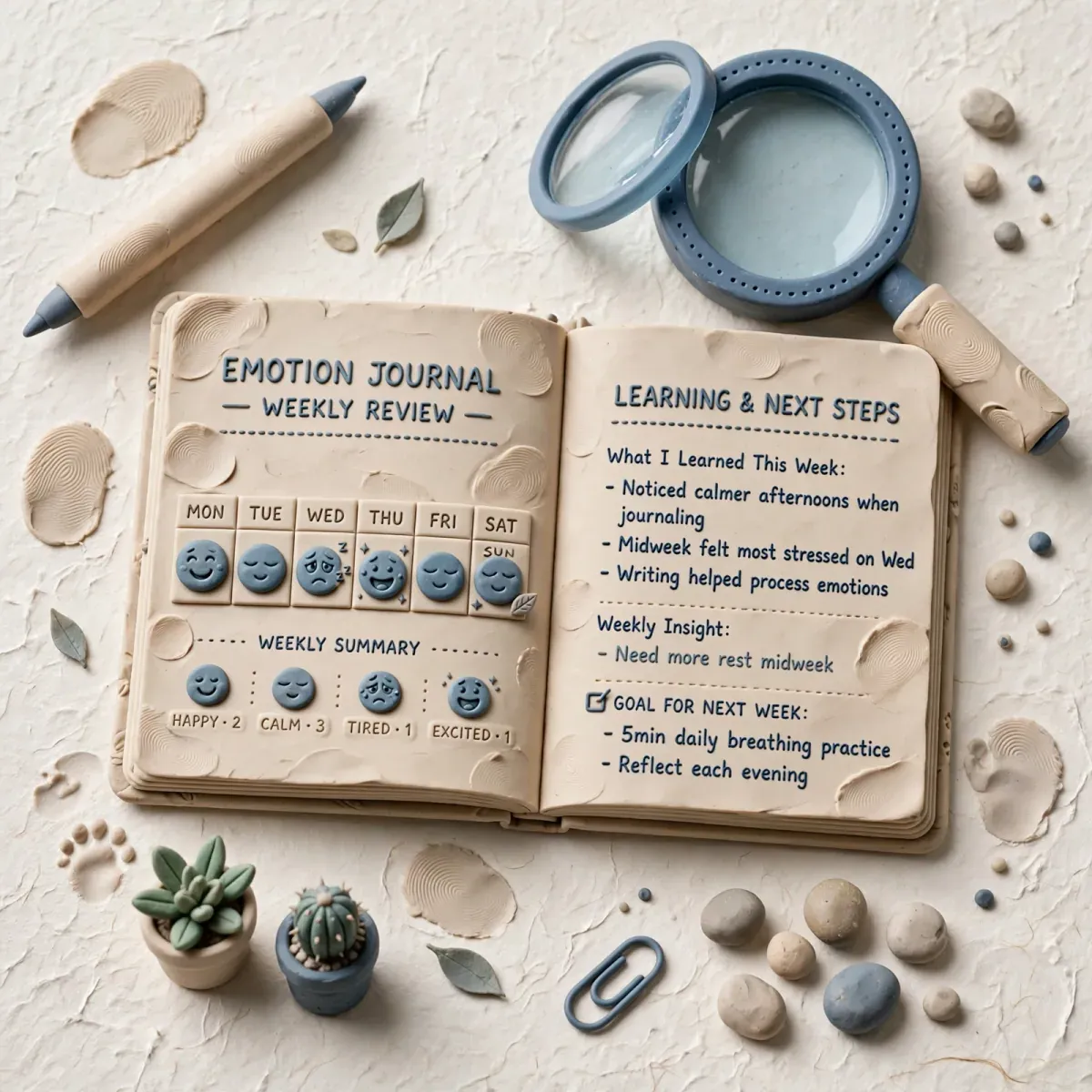 Illustration for lesson: Emotion journal and weekly review - a learning system