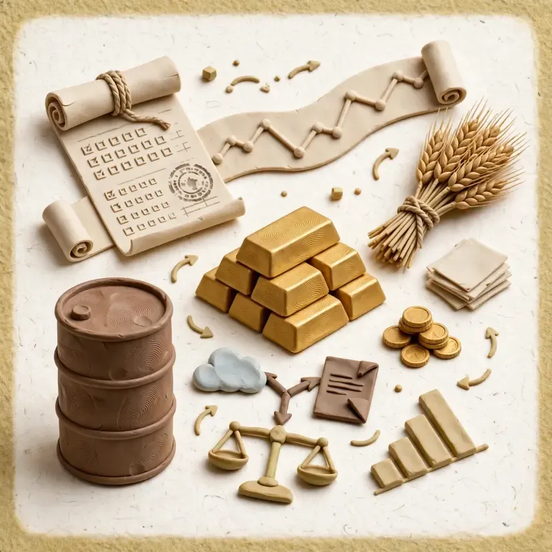Futures, indices and commodities course illustration
